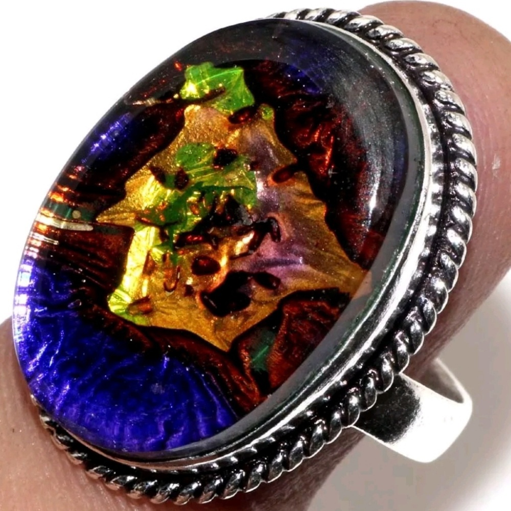 Boho Dichroic Glass Ring